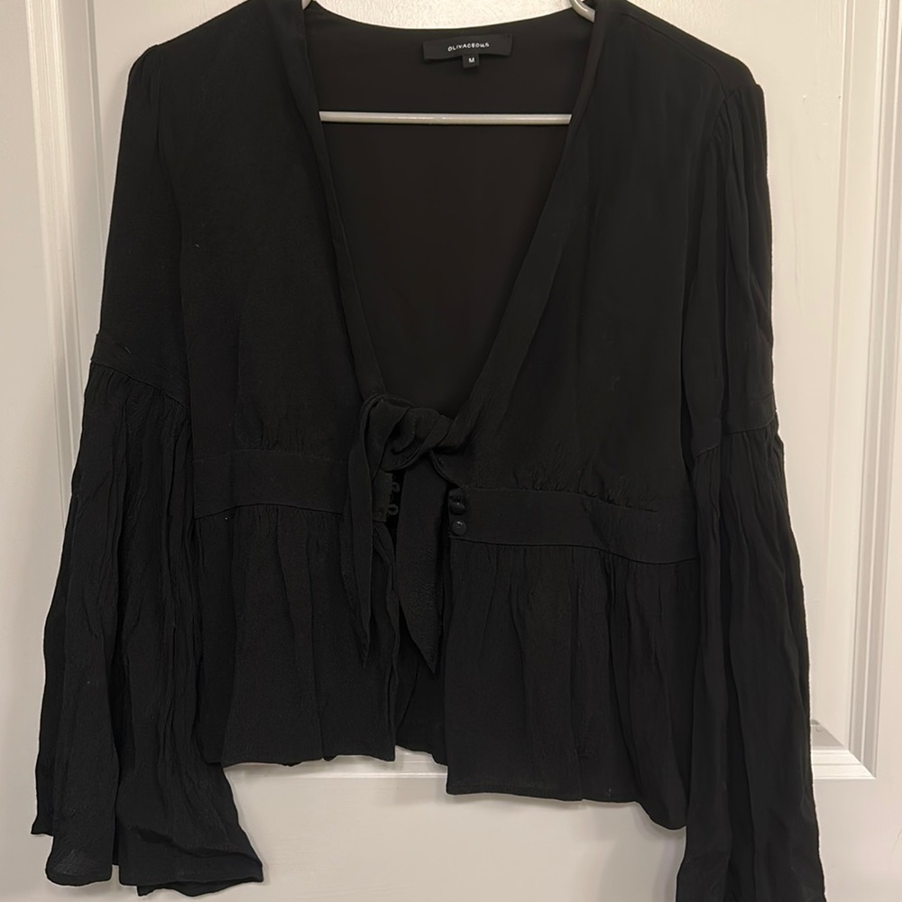 Olivaceous Front Tie Blouse